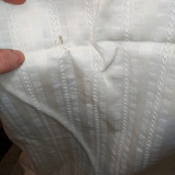 Vintage 50's Handmade Bow Trimmed Embroidered Stripe Ivory Brocade Wedding Dress - Picture 10 of 13